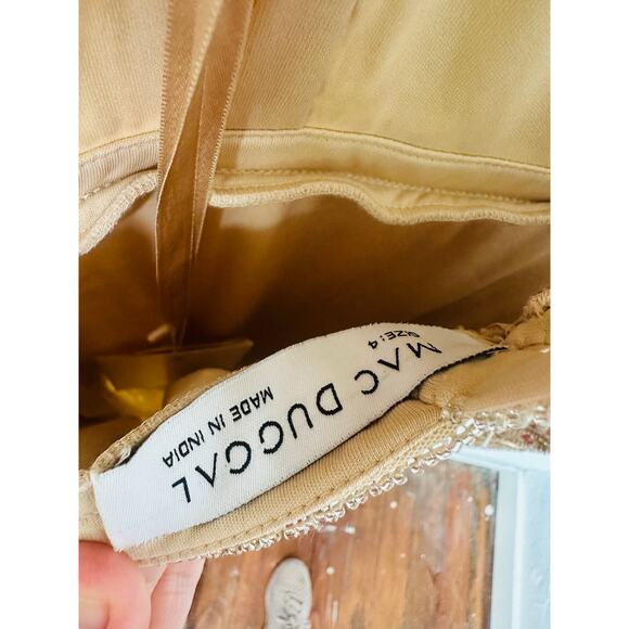 NWT MAC DUGGAL Nude Silver Halter Neck Embellished Detailed Back Metallic Gown 4 - Picture 15 of 16